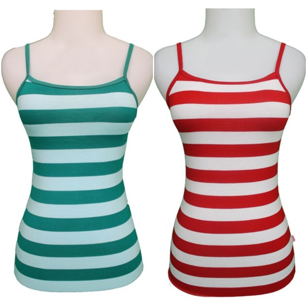 Atasan Tank Top / Singlet Wanita - Motif Salur (COMB)