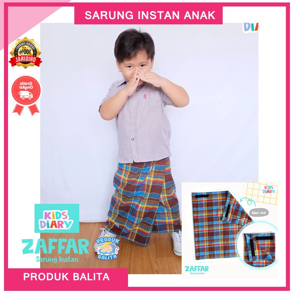 SARUNG INSTAN ANAK LAKI LAKI MOTIF KOTAK KOTAK ZAFFAR SARUNG INSTAN KIDS DIARY