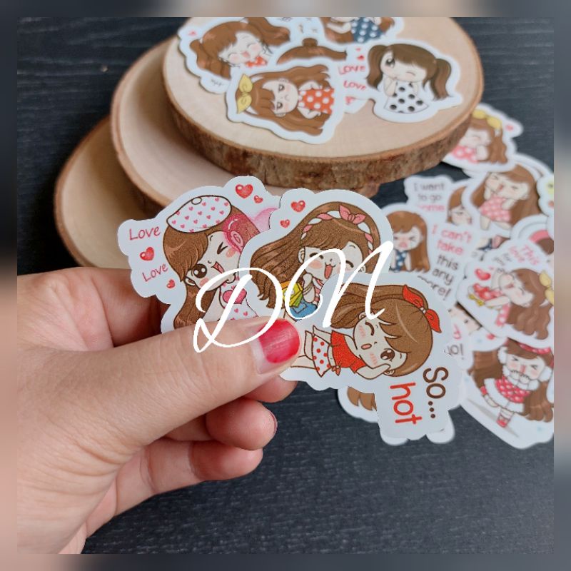 

isi 19 pcs stiker kertas boobie sticker glossy karakter line boobie cute