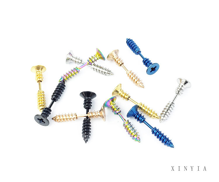 Fashion Mechanical Screw Anting Stud Titanium Steel Anti Alergi Tidak Luntur Hip-hop Dark Trend Accessories