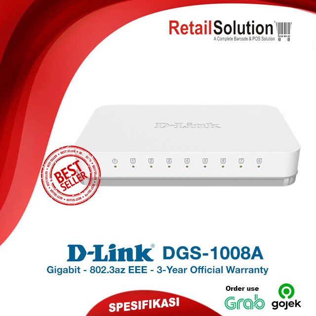 Switch 8 Port Gigabit - DLINK D-LINK DGS1008A / DGS-1008A / DGS 1008 A