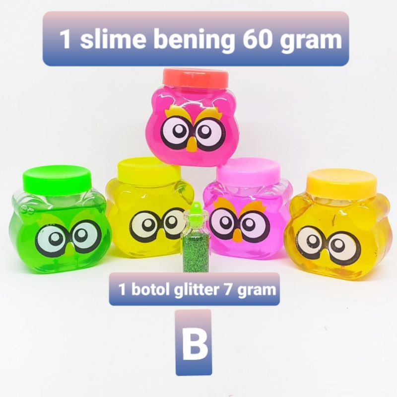 Slime Mainan anak Slime Bening dan Glitter mini Karakter Mainan anti Stress