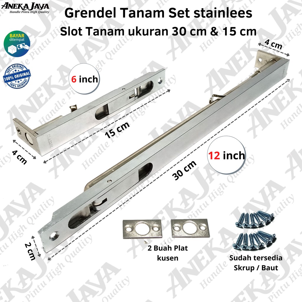 Grendel tanam / slot pintu tanam