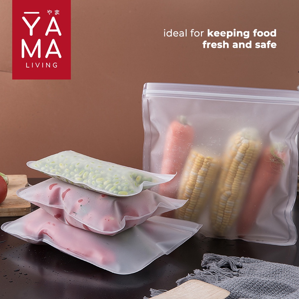 YAMA KUSHA Reusable Ziplock Silicone Pouch Kantong Kedap Udara Makanan