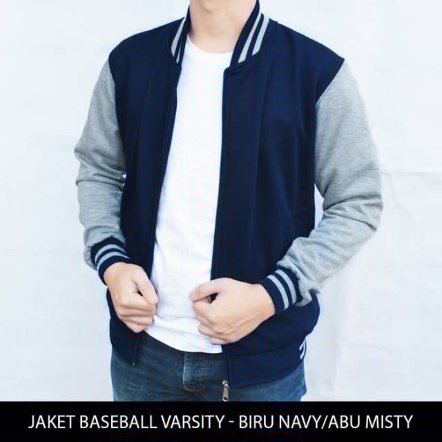 PROMO JAKET BASEBOOL RESLETING NAVY ABU FARSITY JAKET MURAH JAKET DISTRO