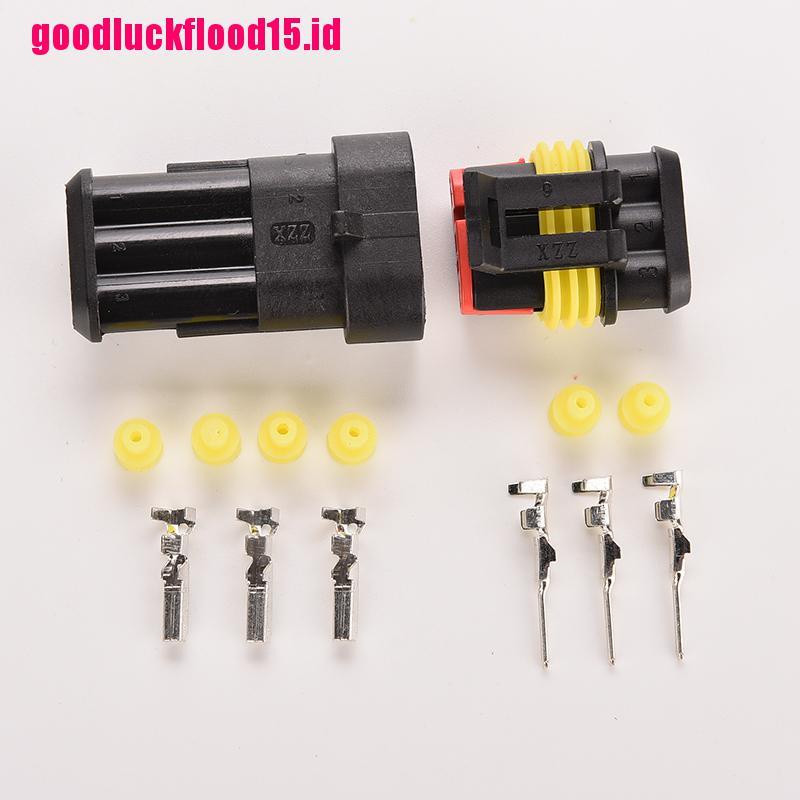 {LUCKID}5 Kits Car 3 Pin Way Sealed Waterproof Electrical Wire Auto Connector Plug Set