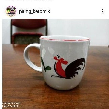 Gelas Gagang Ayam/ Mug Ayam Jago keramik (per lusin)