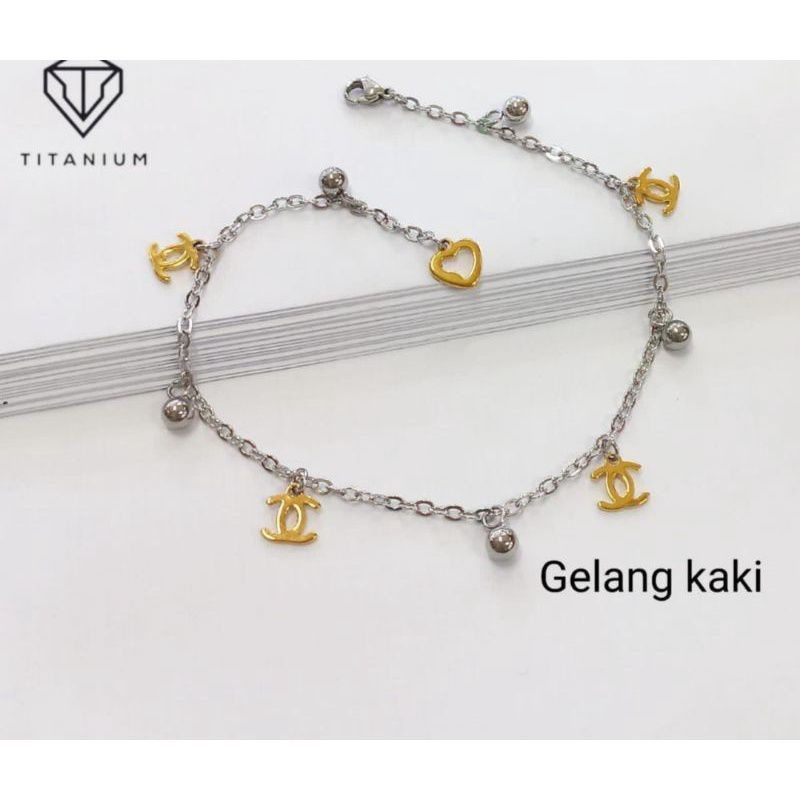 GELANG KAKI TITANIUM 2 WARNA SILVER DAN EMAS MODEL BAGUS DAN BERKUALITAS