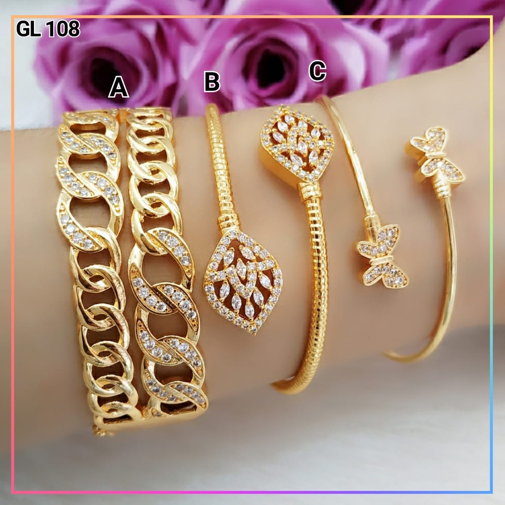 Gelang xuping gelang tangan bangle dewasa kupu spiral elegan perhiasan lapis emas gold GL 108