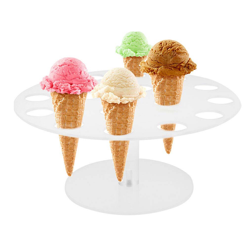 Stand Holder Display Es Krim Cone Bahan Akrilik Transparan Dapat Digunakan Kembali Untuk Pesta Pernikahan