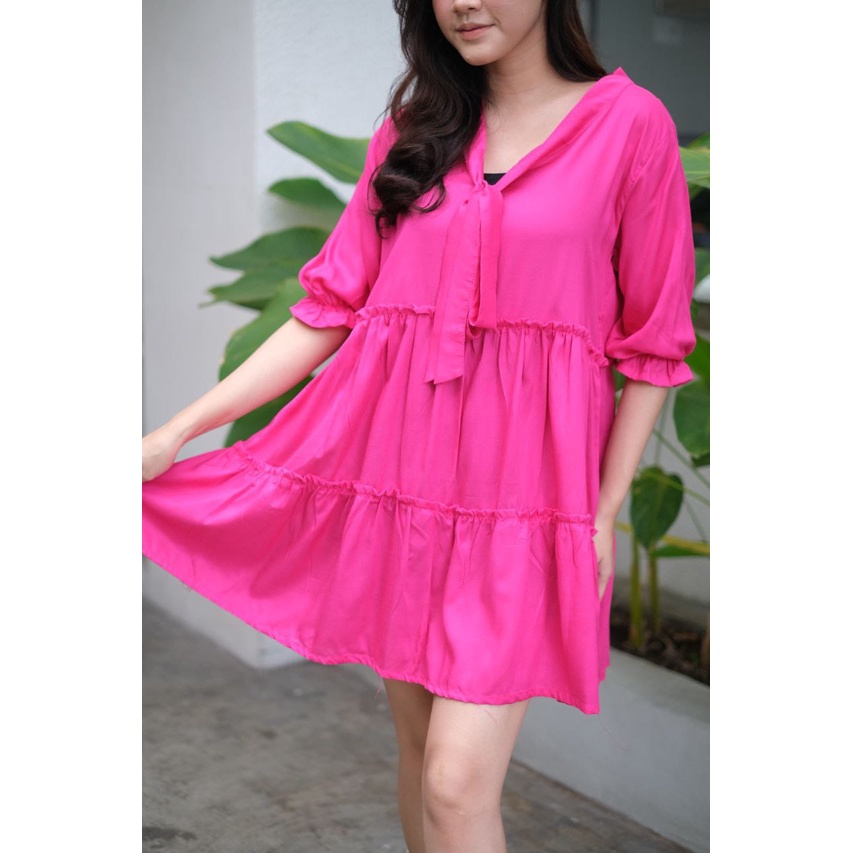 Dress Wanita REMPEL Bali / Dress Serly/ Dress Leher V / korean style / Mini Dress / Daster Bali / DW