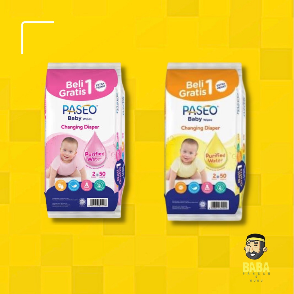 Paseo Baby Wipes 50sheets Chamomile Oil Jojoba Oil BUY1GET1