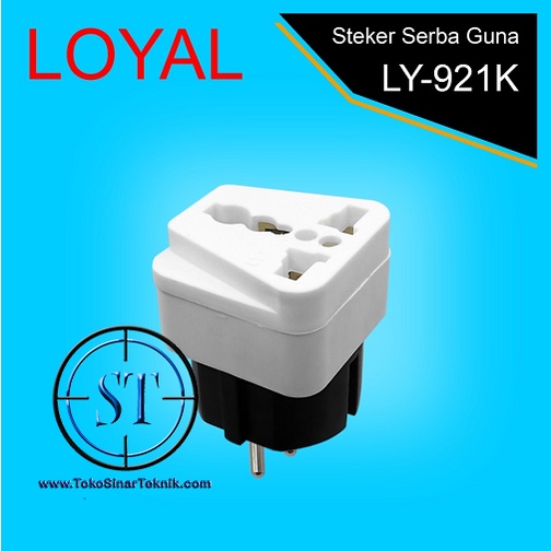 Over Steker Serbaguna 3 lubang to 2 pin converter Listrik Charger Pipih Bulat 10A 220V LY-921K / Colokan Listrik Kuningan LOYAL SNI