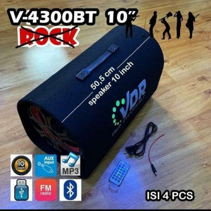 Speaker Aktif VDR V4300/Speaker Tabung Basstube 10"/Speaker Aktif 10" Tweteer Ngebass