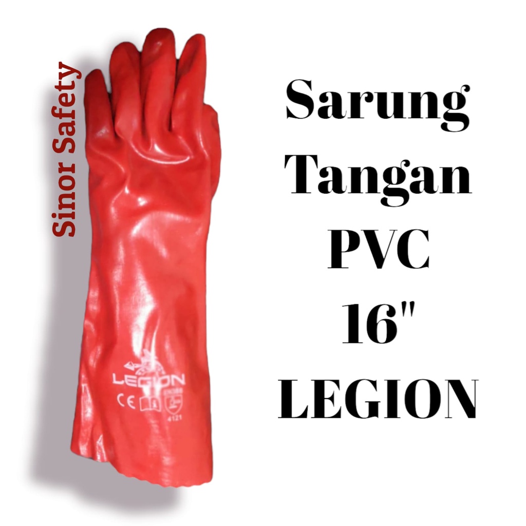 Sarung Tangan PVC 16 Inch Merah Tahan Panas Kimia Safety Gloves