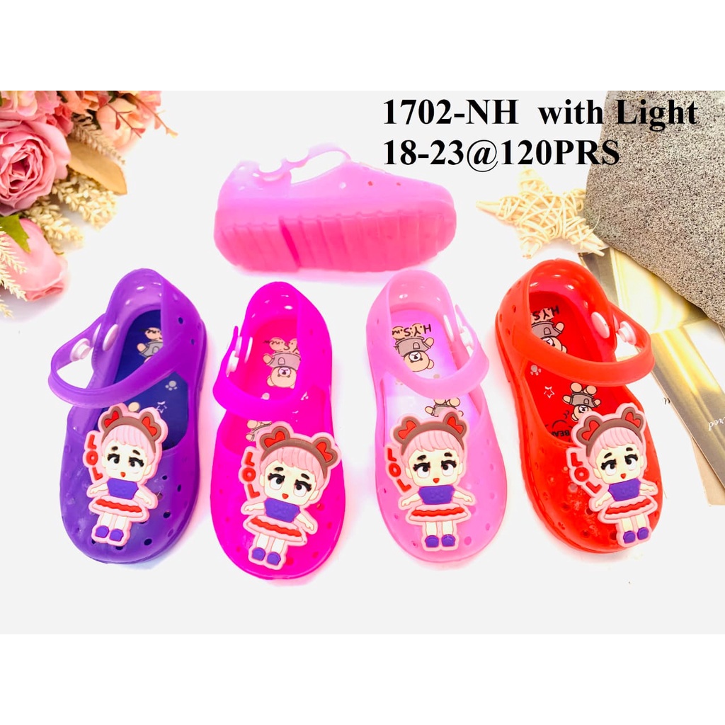 Sandal Anak Perempuan 1702-NF | 1702-NH / Baby KIDS LED LAMPU Jelly Import