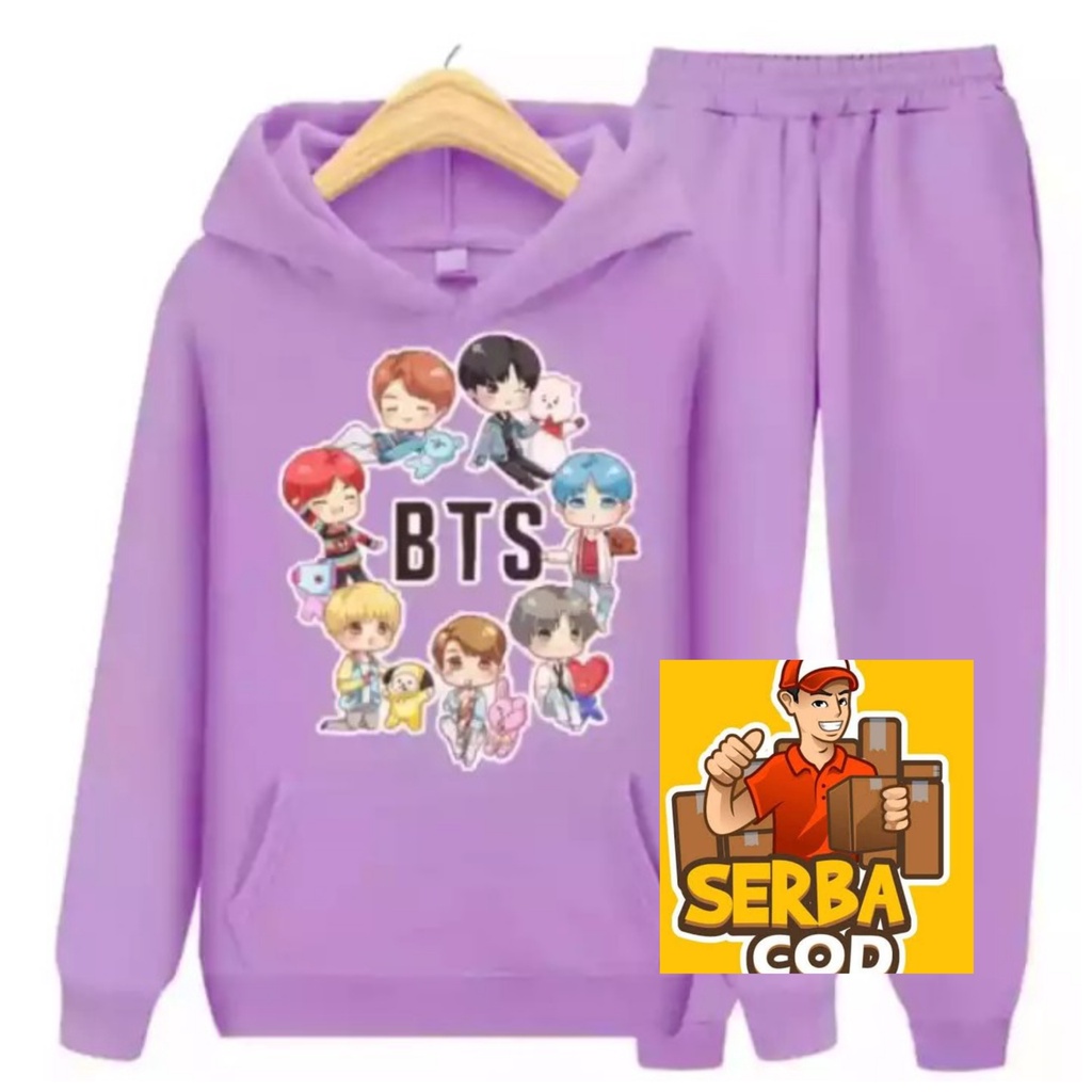 HOODIE  SETELAN BT21 ANAK PEREMPUAN/HOODIE BT21 WANITA KEKINIAN/HOODIE TERBARU BT21/