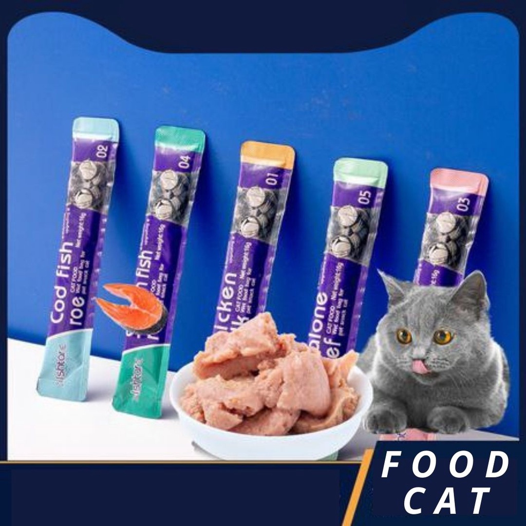 Snack Hewan Peliharaan Cat Strip Kitten Kucing Adult Kaya Nutrisi Membantu Pencernaan Mencegah Alergi 15g/Strip FEFARM