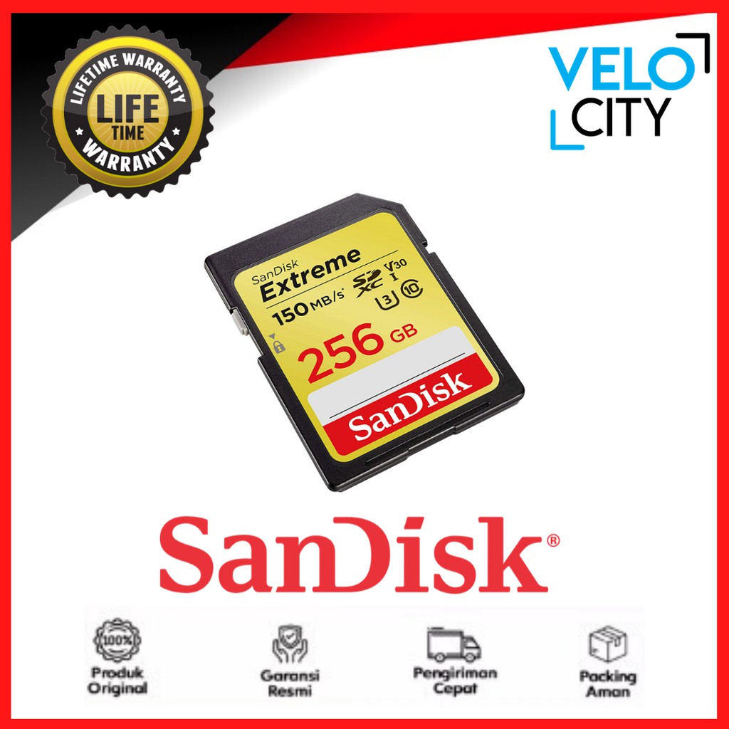 SD Card SanDisk UHS-I SD SanDisk Extreme 256GB 150mbps Original Garansi LIFE TIME