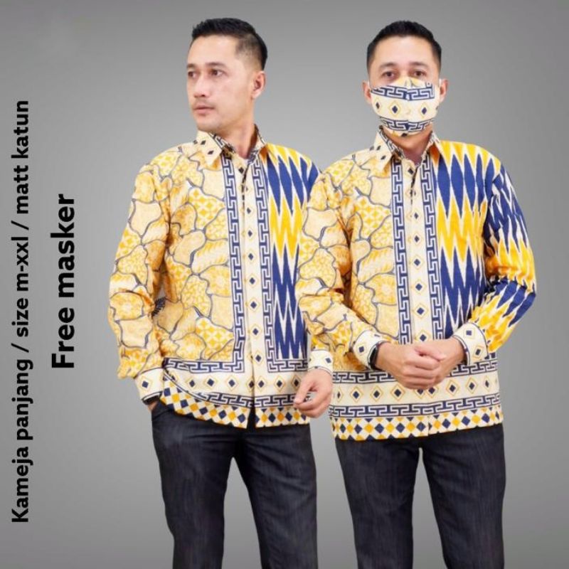 Kemeja Batik Pria Lengan Panjang | Lapis Furing | Free Masker