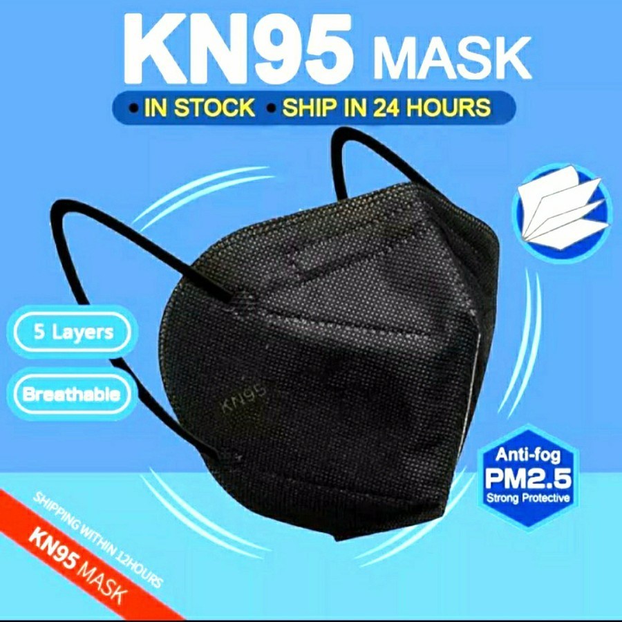 Masker kn95 Black Hitam 5 ply 5ply Kemenkes Higienis kn 95 5 lapis isi 10