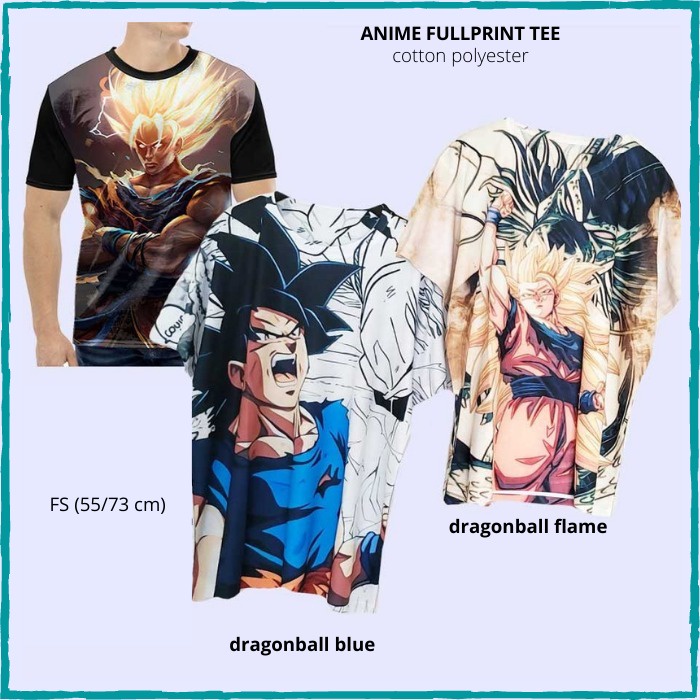 Baju Kaos Pria Import Tee Anime Fullprint Tee