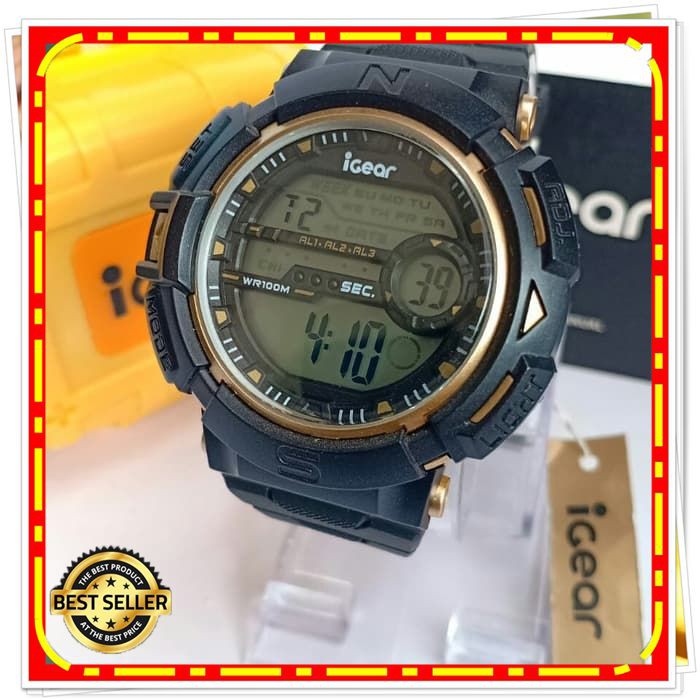 JAM TANGAN IGEAR 1928 PRIA BLACK LIST GOLD ORIGINAL