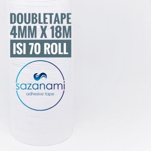 

♤ DOUBLE TAPE 4MM x 18 METER DOUBLETAPE KERTAS PUTIH SAZANAMI ISI 70ROLL - Putih ☛