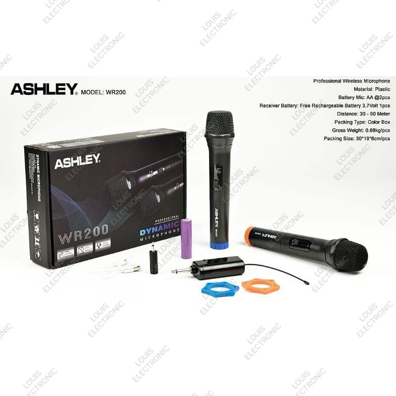 Mic Microphone Wireless ASHLEY WR200 ASHLEY WR 200 ORIGINAL