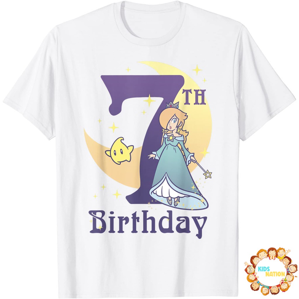 Baju anak Super Mario Rosalina And Luma 7th Birthday Moon Portrait T-Shirt