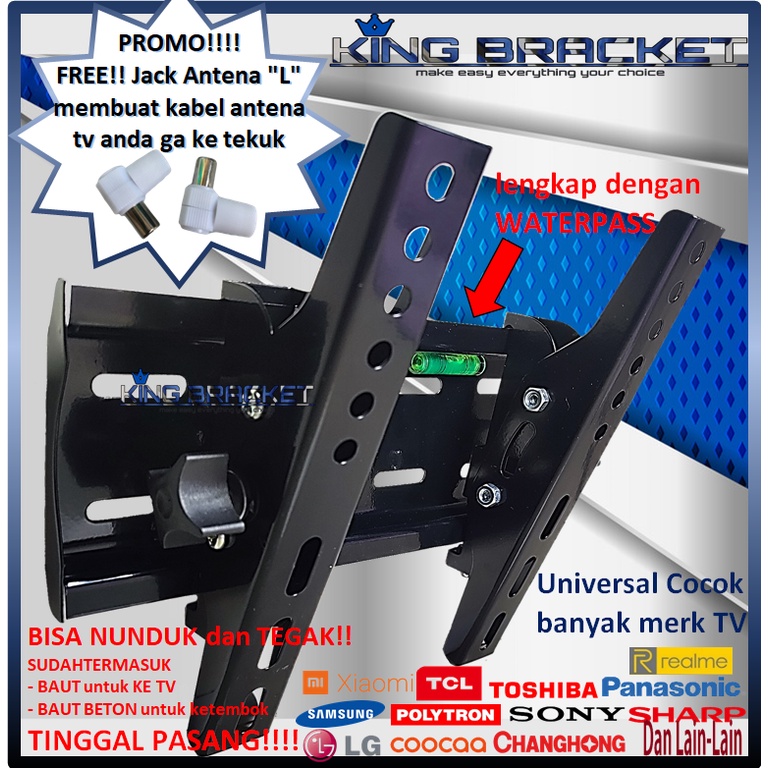 FREE GIFT!! Bracket TV IMPORT!! 21&quot; s/d 55&quot; Universal 55 50 43 42 40 32 24 21 inch Cocok Banyak Merk TV Bracket tv braket tv  Breket tv Briket tv Brackettv Brakettv Brekettv Brikettv GARANSI COCOK!!