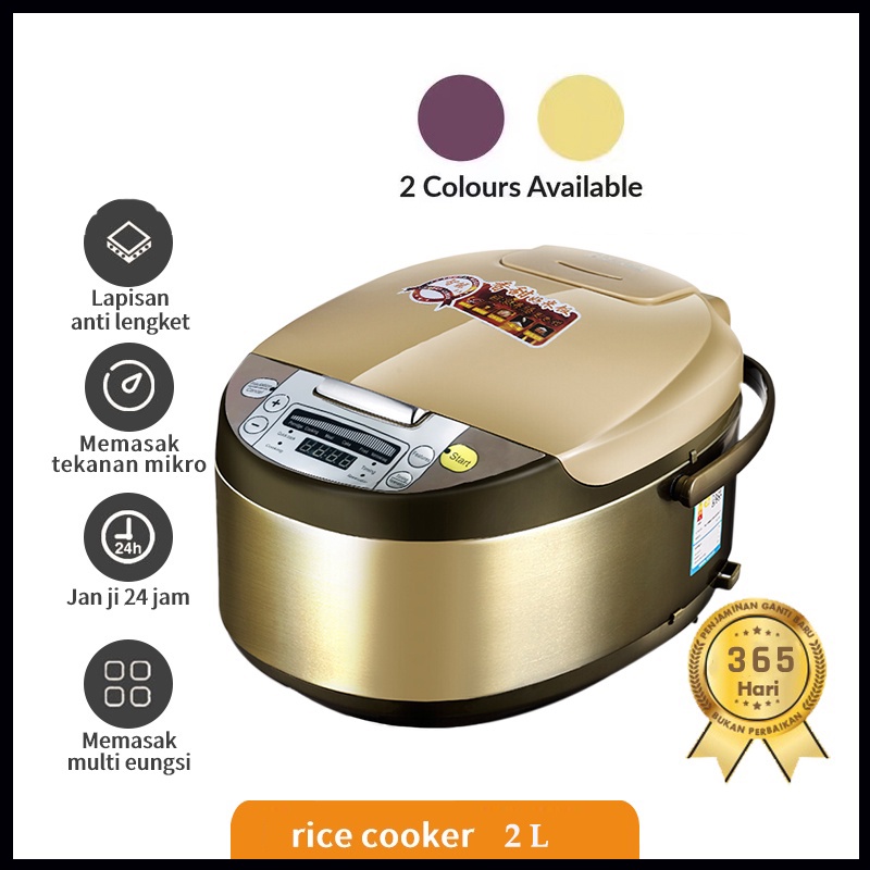 ❤Freedom❤ - Smart Multifungsi Rice Cooker Penanak Nasi Digital Lapisan emas 2L