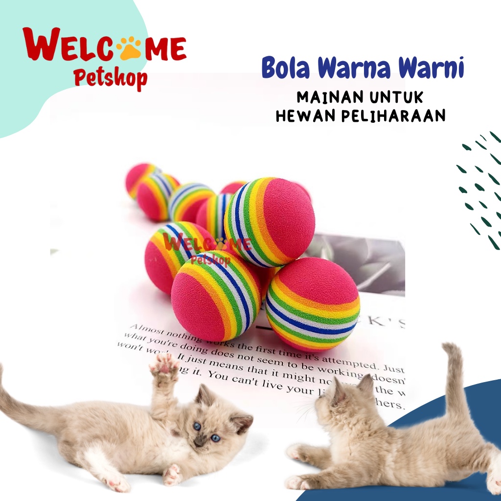 Bola Warna Warni KECIL Mainan Kucing Anjing Gigitan Gigit Ball