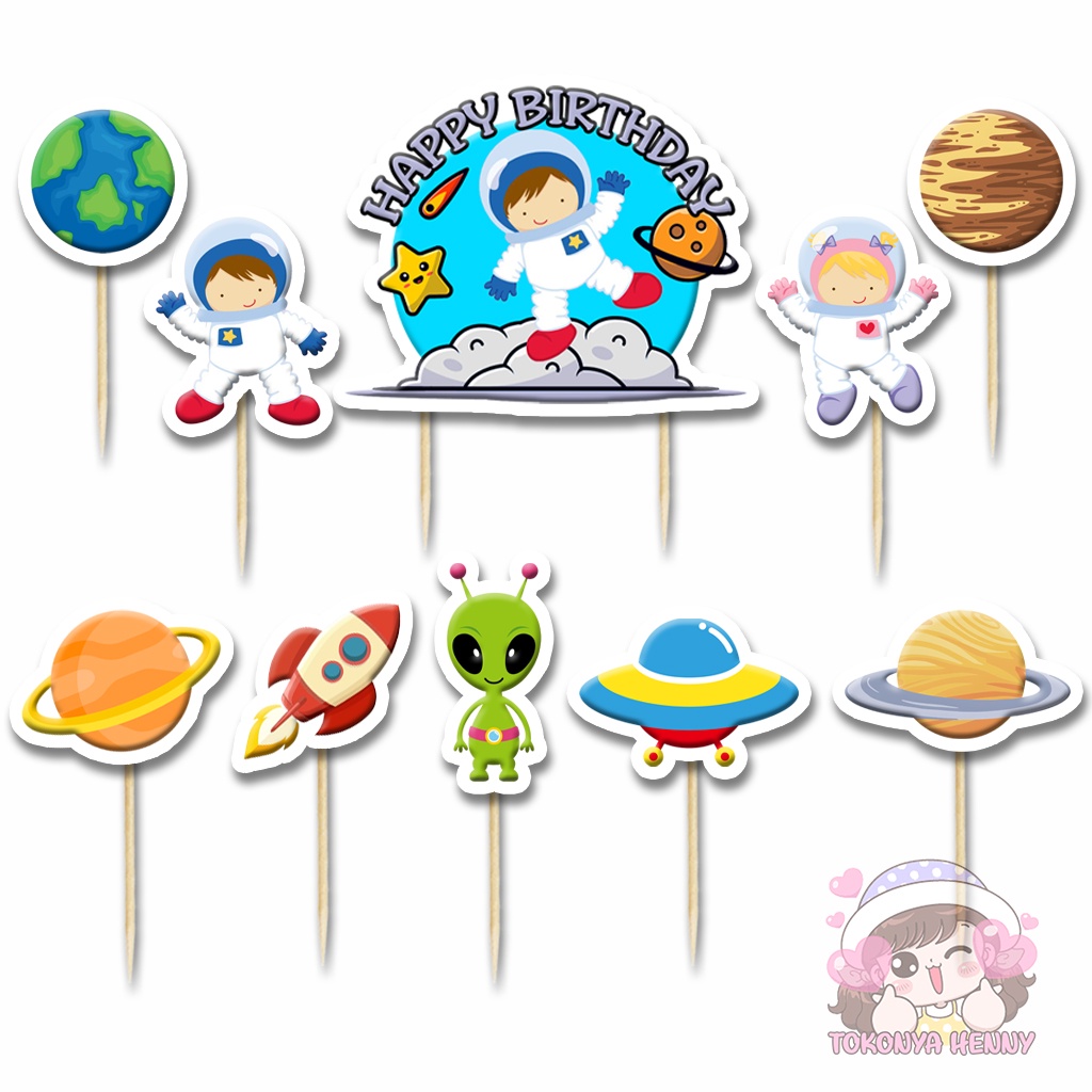 Topper Cake Hiasan Kue Ulang Tahun motif ASTRONOT ASTRONAUT