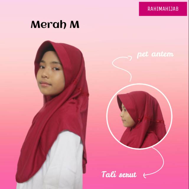 KERUDUNG ANAK SEKOLAH TK SD SMP BERGO ANAK TALI PITA INSTAN UKURAN M