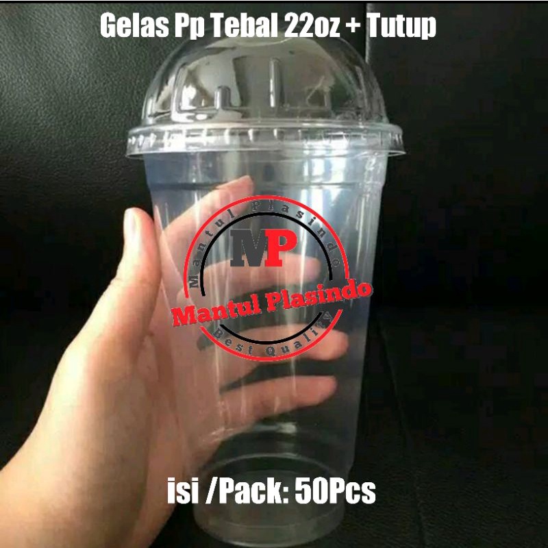 isi 50pcs + Tutup Gelas 22oz bahan pp tebal