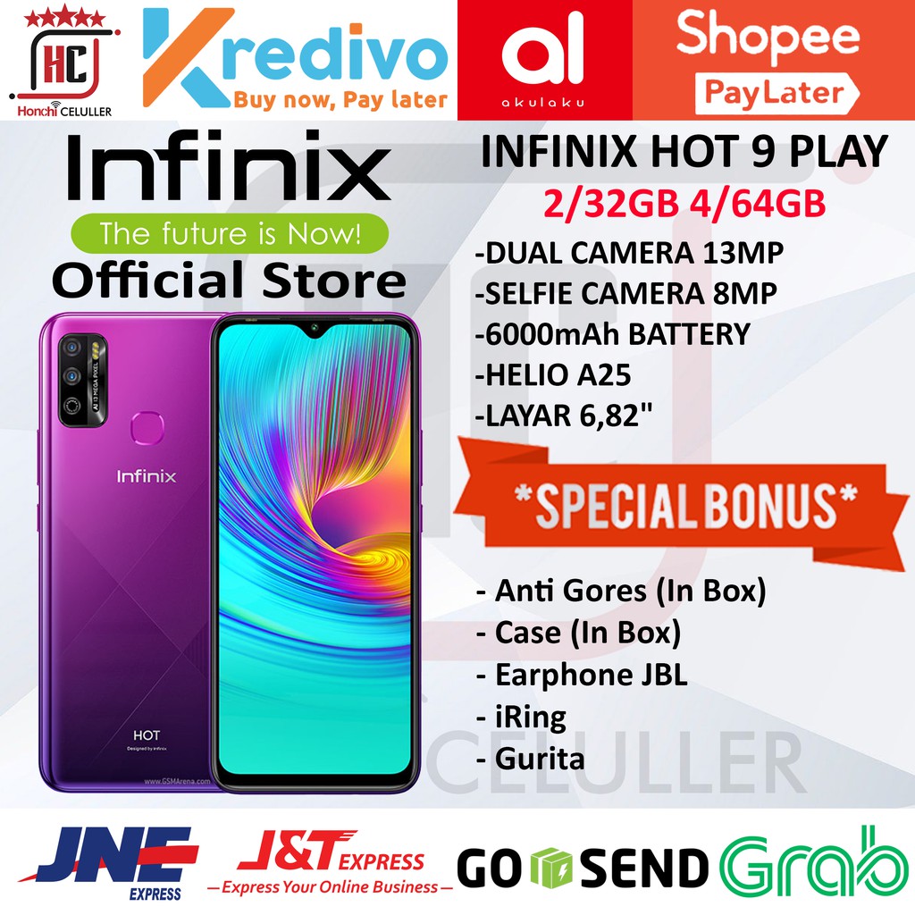 INFINIX HOT 9 PLAY 2/32GB 4/64GB GARANSI RESMI ORIGINAL FULL BONUS