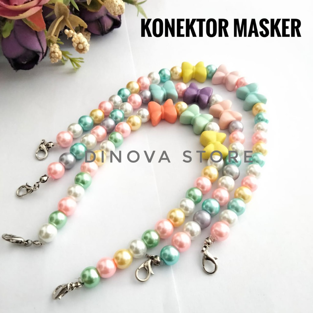 KONEKTOR MASKER MIX WARNA PITA/konektor masker mutiara/pengait masker/strap mask