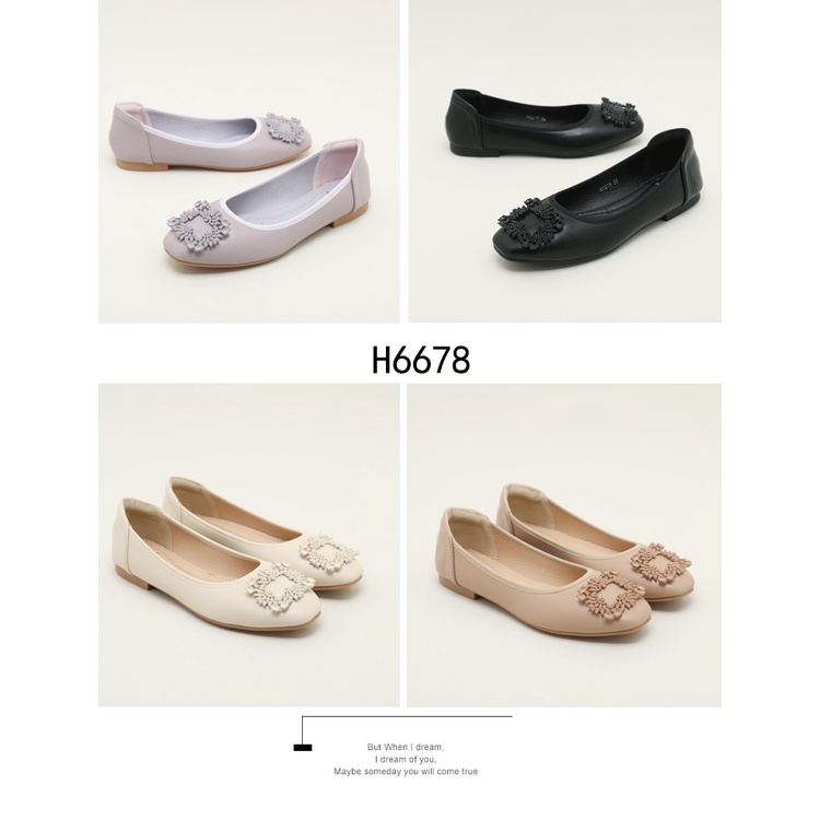 HELIVA FIONA Low Heels 1cm Flat Shoes Ballet Bahan Kulit H6678 Original Brand