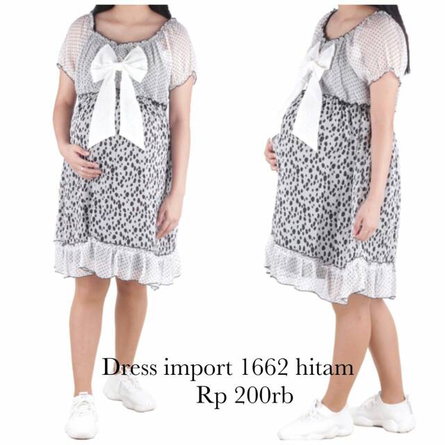 Baju hamil dress hamil import 1662 hitam