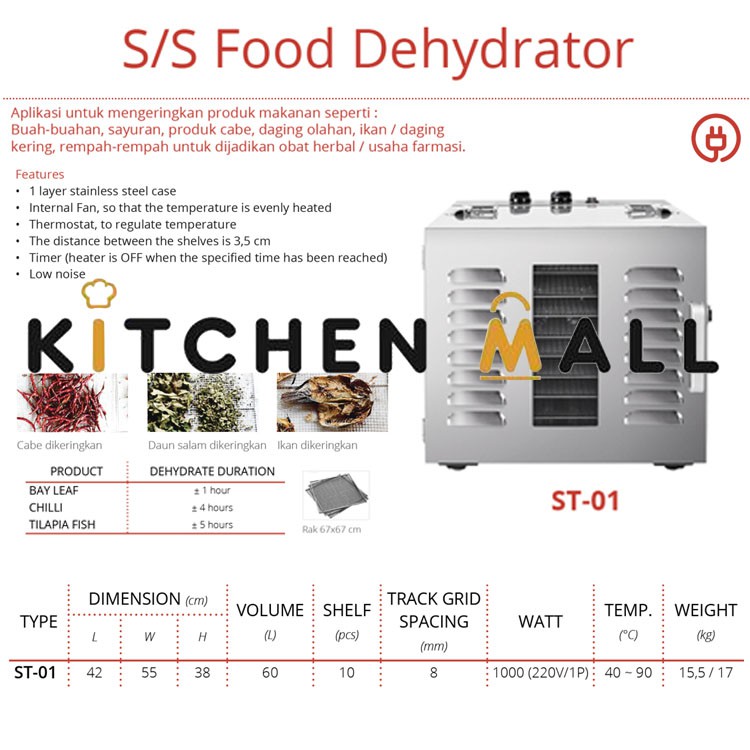 GETRA ST-01 Mesin Pengering Makanan Buah, Sayur, Ikan Food Dehydrator