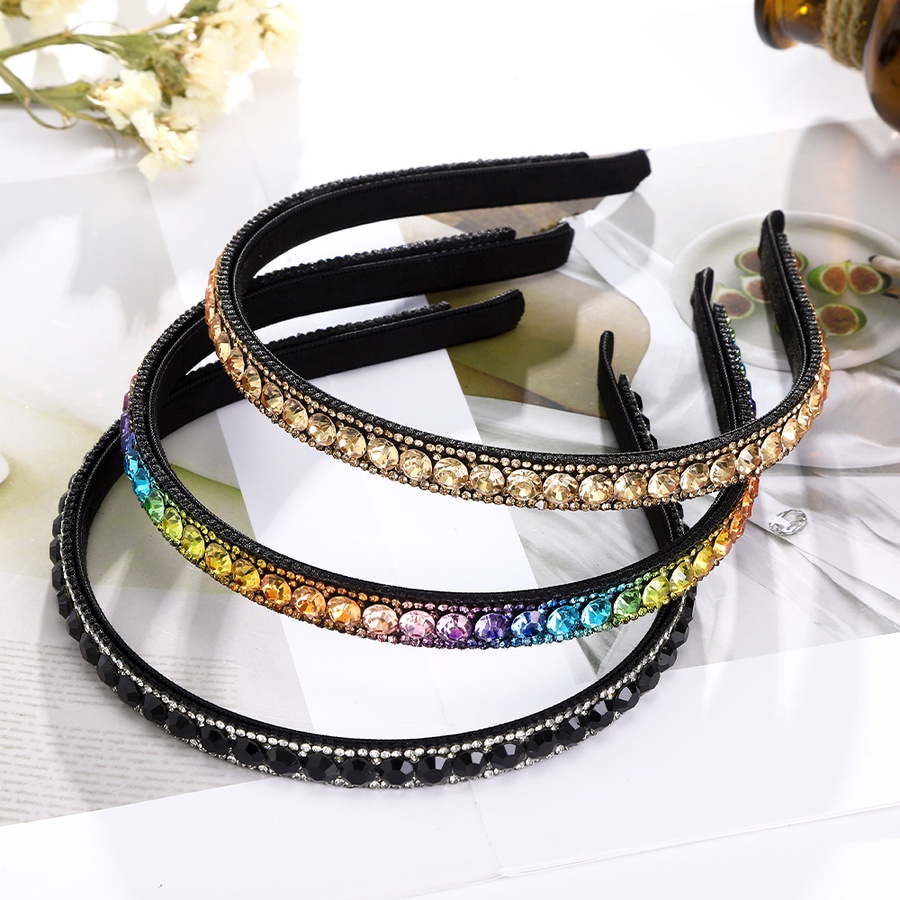 Korean Full Diamond Crystal Headband Woman Retro Rhinestone Thin Hair Band With Teeth Headwear