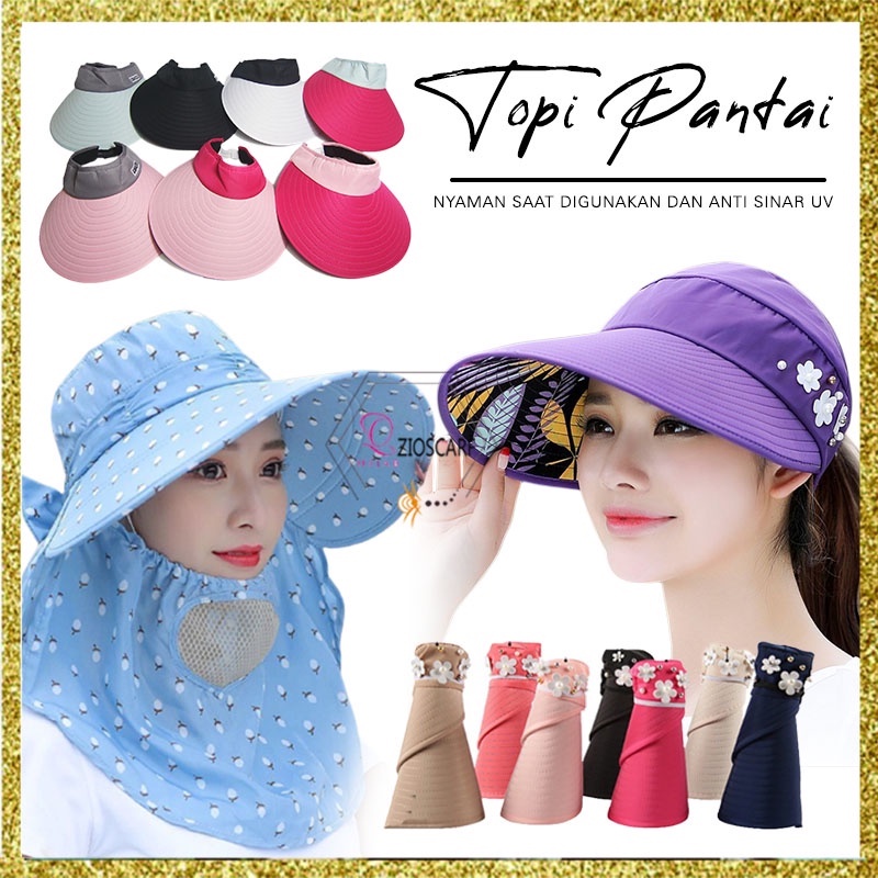 TOPI VISOR PANTAI OUTDOOR PELINDUNG ANTI UV MATAHARI TOPI LIPAT LEBAR WANITA PRIA IMPORT ZIO ZC