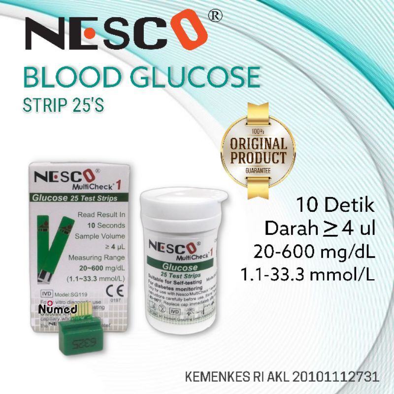 Strip Glucose Nesco / Refill Test Strip Isi Ulang Gula Darah Original Nesco 25 Pcs