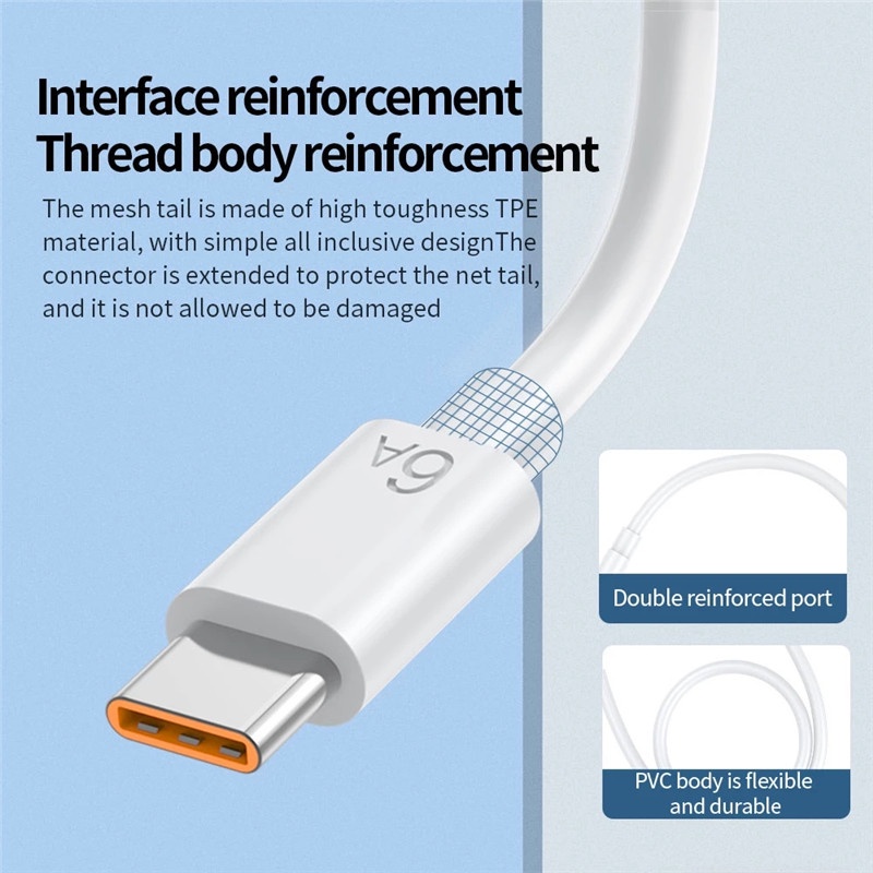 Kabel charger USB Tipe C 6.5A 65W fast charging