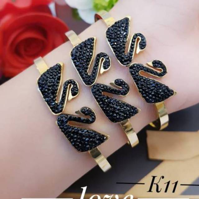 Titanium gelang dan cincin lapis emas 24k 0501