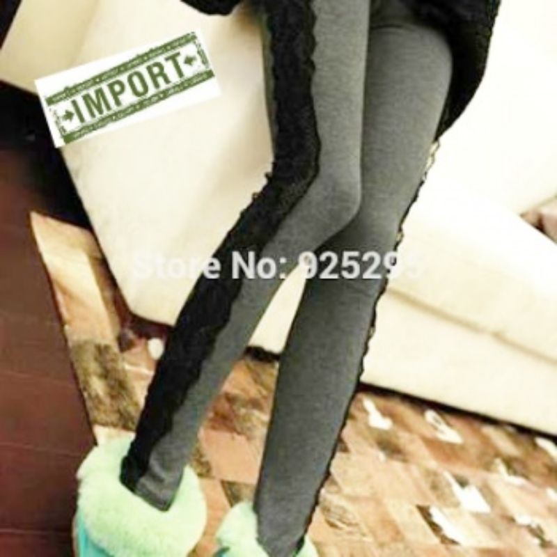 Celana Legging casual wanita model korea samping brukat