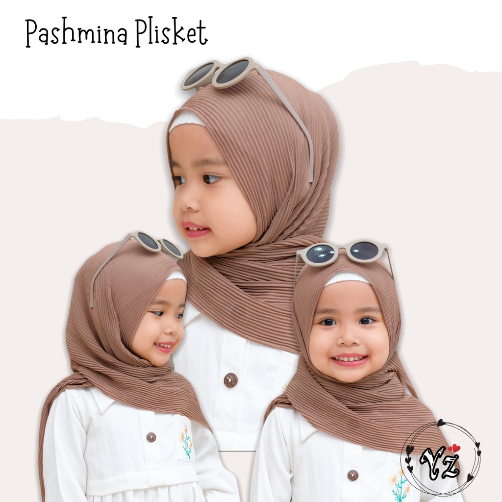 pashmina plisket for kids size M | pashmina instan anak 2-7thn