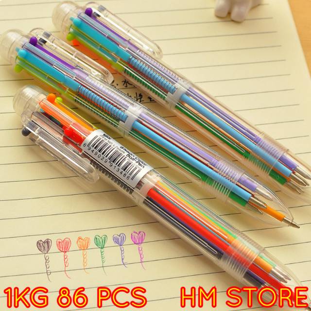 

Multi Color 6 Color Pen Pena Impor Pena Multi Warna 6 Warna Murah Imut Lucu