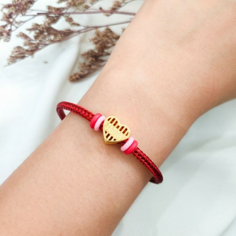 Gelang Swarovski Wanita Tali Tabung Hati Korea Perhiasan Emas Asli
